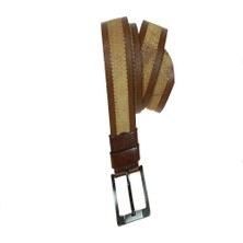 Derimine Deri Erkek Şeritli Yumuşak Kot Kemeri 4,5 cm