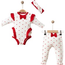 Dijital Kalp Baskılı  Kız Bebek 6/12 Ay Takım