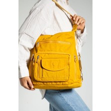 Klinkır Kumaş Ister Sırt Ister Omuz Ister Çapraz Askılı Fonksiyonel Kullanım Kadın Çantası 30*30 cm