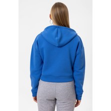 Cool Hill V Yaka Kapüşonlu Uzun Kollu Crop Fit Kadın Sweatshirt Hoodie