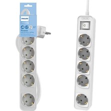 Phılıps CHP2154W/62 5li Grup Priz Topraklı 1.5 Metre Anahtarlı