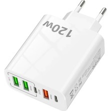 Turbo 120W 3.1A 3 USB 2 Pd 20W Type-C Çoklu Hızlı Şarj Adaptörü