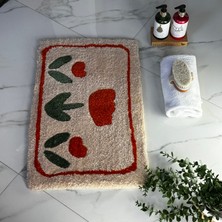 Zarafetin Çiçek Açtığı An: Turuncu Lale Desenli Tufting Halı, Kaydırmaz Tabanlı Paspas
