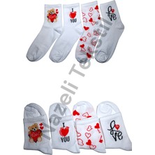 Nazeli 4 Çift Aşk, Love, Sevgi Temali, Sevgililer Günü, Kolej Çorap, Kadın Çorap
