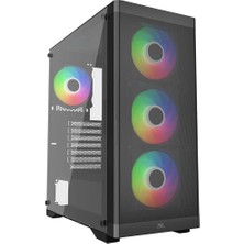 PowerBoost Powerboost PB-PS5850B 600W 80+ Tempered Glass USB 3.0 Mesh Rainbow Atx Siyah Kasa