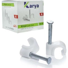 Karya 6 Numara Çelik Çivili 12 mm Kroşe (100LÜ Paket)(4x6 Antigron Kablolar Için)