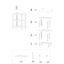 Carpe Kitchen 3 Katlı Modüler Dikdörtgen 29X38X71 cm Mutfak Rafı