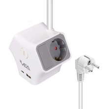 Vea VE-G903YC 3'lü USB+ Type-C Girişli Anahtarlı 1.5 Metre Grup Priz