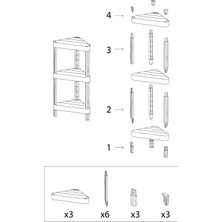 Carpe Kitchen Trend 3 Katlı Modüler Üçgen 34X46X71 cm Mutfak Rafı