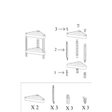 Carpe Kitchen Trend 2 Katlı Modüler Üçgen 34X46X41 cm Mutfak Rafı