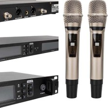 Magıcvoıce MV-21633 2 El Tipi Mikrofonlu 100+100 Kanal Antenli Uhf-Pll Kablosuz Telsiz Mikrofon