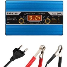 Powermaster PM-1220 12 Volt Max 20 Amper LCD Ekranlı Kuru - Asit - Jel Akü Şarj Cihazı