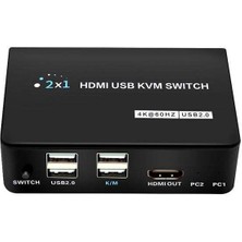 Powermaster PM-11789 4K HDMI USB Kvm Swıtch 2x1