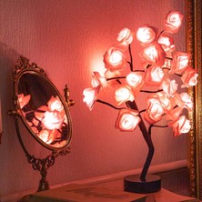 Rose Table Lights 24 Led'li Pembe Gül Dekoratif Aydınlatma