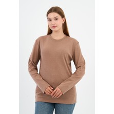 Bisiklet Yaka Basic Likralı Sweatshırt (WK25512WN)