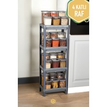 Vesken 4 Katlı Modüler Dikdörtgen Raf Ünitesi 23 x 36 x 100 Ölçülere Sahip Mutfak Rafı, Banyo Rafı