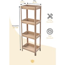 Vesken 4 Katlı Modüler Dikdörtgen Raf Ünitesi 23 x 36 x 100 Ölçülere Sahip Mutfak Rafı, Banyo Rafı