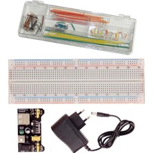 MB-102 Breadboard, 140 Parça Jumper Kablo Kiti, Breadboard Güç Kartı, 12V 500MA Adaptör