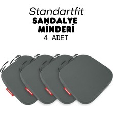 Xpermate 4'lü Standartfit Oval Sandalye Minderi Fermuarlı Yıkanabilir Kılıf Bağcıklı Su ve Yağ Itici 42 x 42 x 5 Antrasit