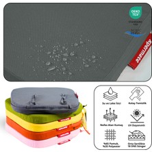 Xpermate 4'lü Standartfit Oval Sandalye Minderi Fermuarlı Yıkanabilir Kılıf Bağcıklı Su ve Yağ Itici 42 x 42 x 5 Antrasit
