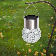 Solar Small Cracked Bottle Lights Güneş Enerjili Beyaz Renkli Mozaik Görünümlü Cam Aydınlatma