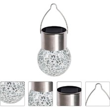 Solar Small Cracked Bottle Lights Güneş Enerjili Beyaz Renkli Mozaik Görünümlü Cam Aydınlatma