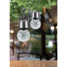 Solar Small Cracked Bottle Lights Güneş Enerjili Beyaz Renkli Mozaik Görünümlü Cam Aydınlatma