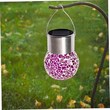 Solar Small Cracked Bottle Lights Güneş Enerjili Mor Renkli Mozaik Görünümlü Cam Aydınlatma