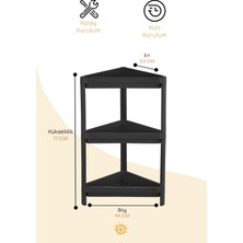 Vesken 3 Katlı Modüler Üçgen Raf Ünitesi 33 x 44 x 71  cm  Mutfak Rafı, Banyo Rafı
