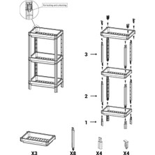 Carpe Kitchen Vesken 3 Katlı Modüler Dikdörtgen Raf Ünitesi 23 x 36 x 71  cm  Mutfak Rafı, Banyo Rafı