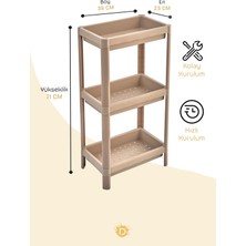 Vesken 3 Katlı Modüler Dikdörtgen Raf Ünitesi 23 x 36 x 71  cm  Mutfak Rafı, Banyo Rafı