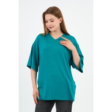 V Yaka Oversize T-Shirt (E24-742A-WN)