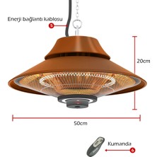 Mirkraft Elirg Rc 2000W Kumandalı, LED Aydınlatmalı Bakır Rengi Tavan Tipi Isıtıcı