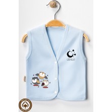Unisex Bebek Baykuş Baskılı Organik Pamuklu 3-6-9 Ay 3lü Penye Bebek Yelek Set