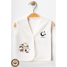 Unisex Bebek Baykuş Baskılı Organik Pamuklu 3-6-9 Ay 3lü Penye Bebek Yelek Set