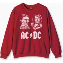 Kırmızı Sweatshirt Nikola Tesla Büyüktür Edison Ac Dc Bilim Funny Baskılı Sweat