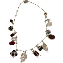 Sparkle Accessories 3'lü Çoklu Charmlı Silver Çelik Kolye Seti