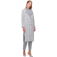 Miss Dalida Gri Zigzag Desenli Uzun Hırka T25K-9001