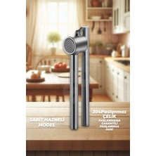 Paslanmaz Çelik Sarımsak Ezici - Sarımsak Ezeceği - Sabit Hazneli - 304 Çelik Kalitesi
