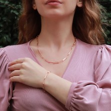 Necati Gün Rose Gold Kaplama Trend Geçme Zincir Gümüş Set
