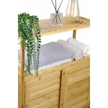 Begin Power Bambu Çift Kapaklı 2 Raflı Çok Amaçlı Düzenleyici Organizer Banyo Dolabı