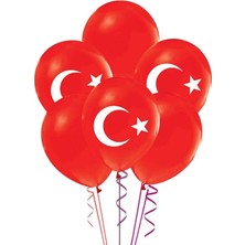 Ofis Turka Ay Yıldız Kırmızı Renk 10 Adet Balon