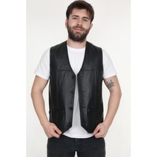 Ege Deri Giyim  Siyah Erkek Yelek