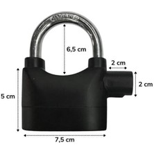 Desibel Siyah Alarmlı Çok Fonksiyonlu Ekstra Güvenlikli Kare Asma Dolap Kilidi