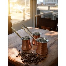 Copper Atelier 3'lü Bakır Çekiç Dövme Cezve