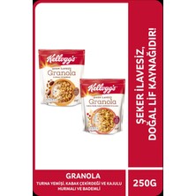 Kellogg's Şeker Ilavesiz Granola Paketi, Turna Yemişi, Kabak Çekirdeği ve Kajulu & Hurmalı ve Bademli 250 Gram, Lif Kaynağı, Şekersiz,  %42 Yulaflı Kahvaltılık