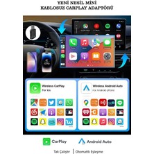 Yeni Tasarım Mini Kablosuz Carplay USB ve Type-C Uyumlu Araç Multimedya Adaptörü