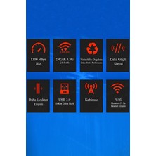 Conocer Yüksek Kalite Çift Antenli AC1300 Mbps Dual(Çift) Bant USB 3.0 Adaptör Kablosuz USB Wifi Adaptörü