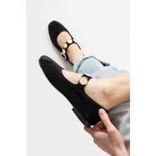 Murfy Kadife Aksesuar Detaylı Düz Taban Günlük Kadın Babet