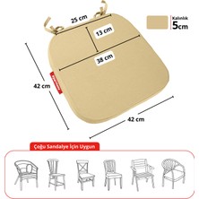Xpermate 6'lı Standartfit Oval Sandalye Minderi Fermuarlı Yıkanabilir Kılıf Bağcıklı Su ve Yağ Itici 42 x 42 x 5 Bej